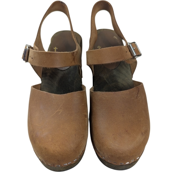 Lotta's Brown Leather Women's Swedish Clogs - Picture 2 of 6
